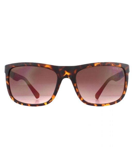Guess Brown Rectangle Dark Havana Gradient Sunglasses for men