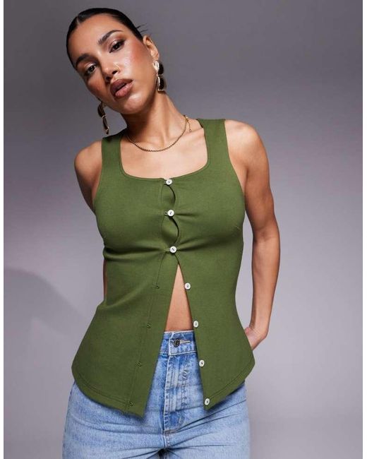 ASOS Green Premium Ponte Longline Waistcoat