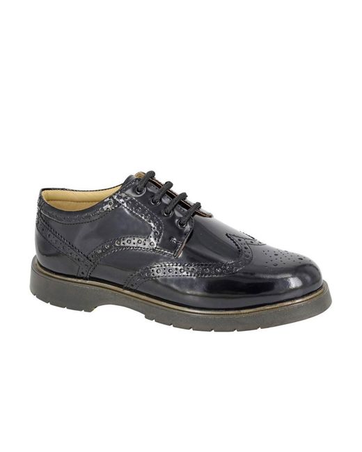 Grafters Black Wing Cap Brogue Gibson Shoes for men