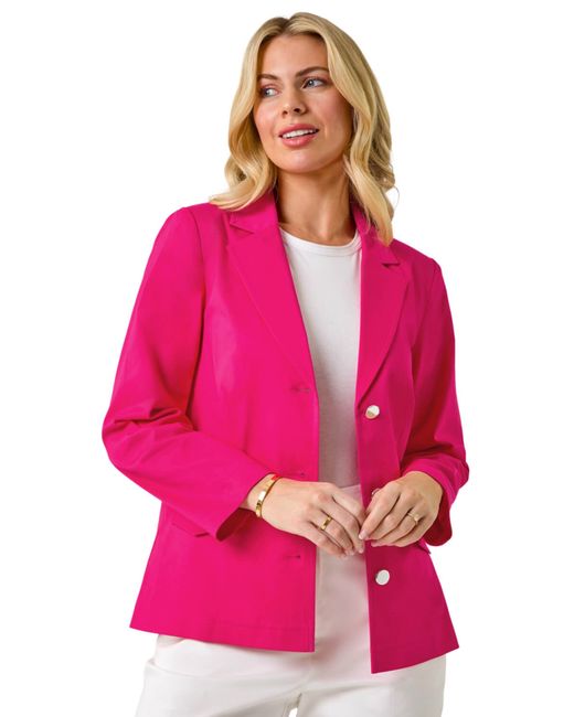 Roman Pink Petite Cotton Stretch Blazer