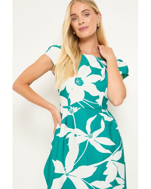 Wallis Blue Petite Floral Ottoman Fit & Flare Midi Dress