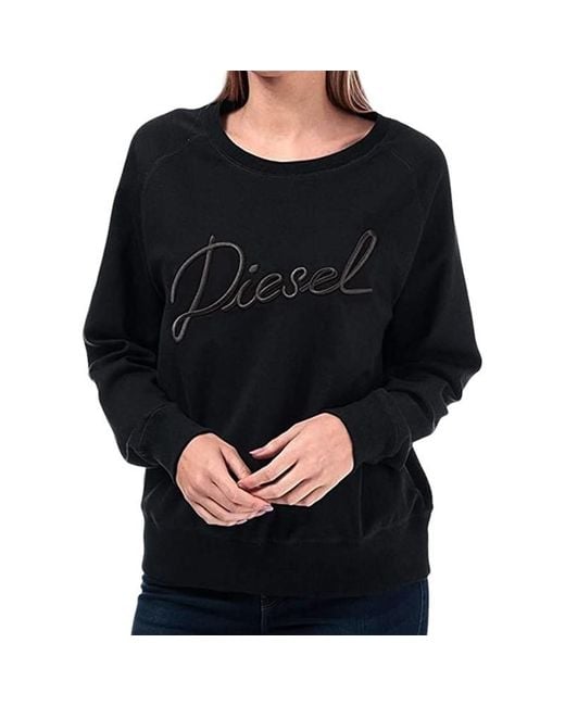 DIESEL Black F Gertrude Sweatshirts Crew Neck Ribbed Casual Pullover Jumper Top