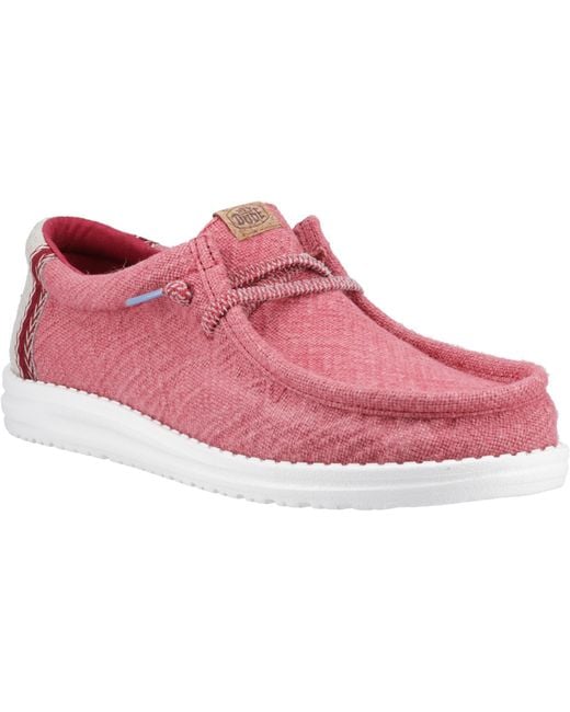 HeyDude Pink Wally Jute Classic Slip On Shoes for men