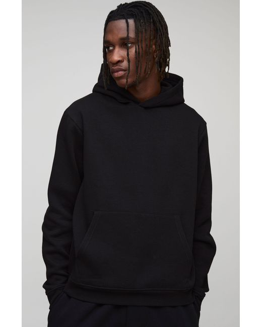BoohooMAN Black Tall Basic Boxy Over The Head Hoodie for men