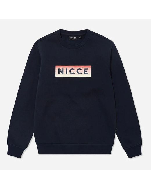Nicce London Blue Long Sleeve Crew Neck Pullover Sweaters 204 1 03 02 0003 Cotton for men
