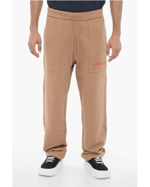Ambush Fleece Katoenen WORKSHOP-joggingbroek Met Trekkoord In Bruin in het Natural voor heren