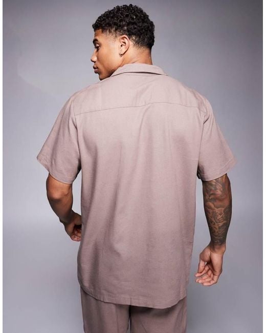South Beach Natural Short Sleeve Shirt Co-Ord for men