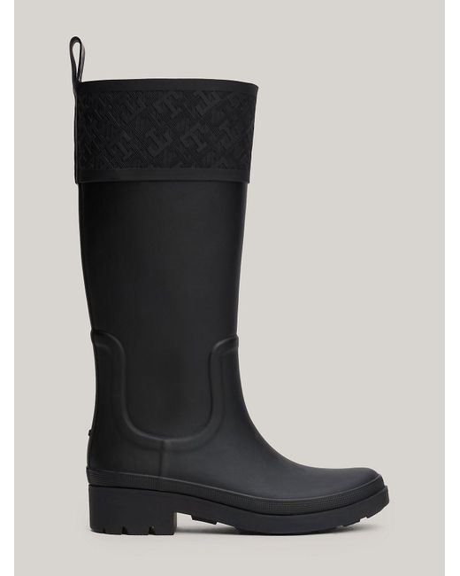 Tommy Hilfiger Black Rubber Long Boots