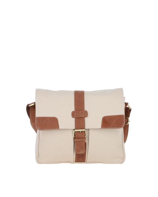 Fenland Sheepskin Natural Genuine Leather X Canvas Crossbody Bag for men