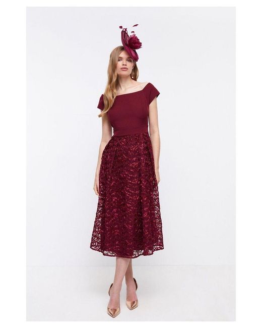 Coast Bardot Ribbon Embroidered Midi Dress