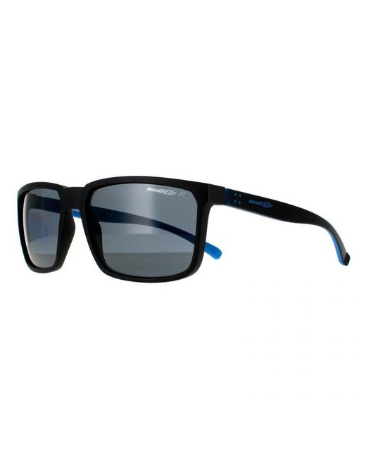 Arnette Black Rectangle Matte Dark Polarized Sunglasses for men