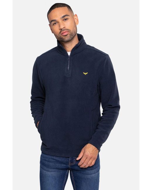 Threadbare Blue Quarter Zip Fleece Jumper for men