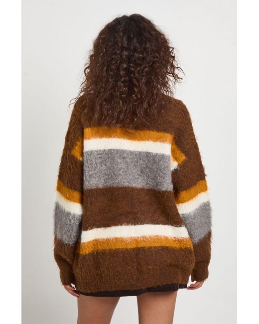 Boohoo Multicolor Brushed Knit Chunky Oversized Boyfriend Cardigan