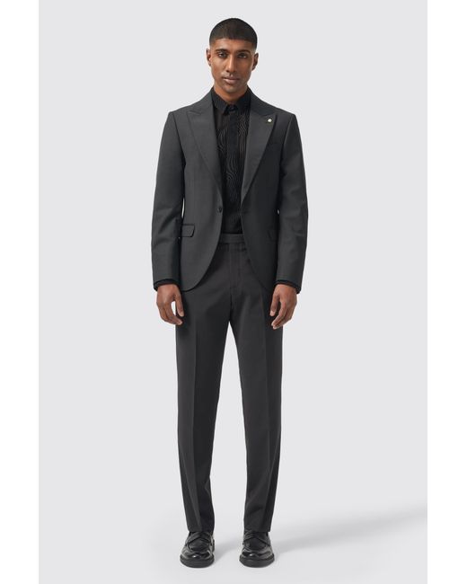 Twisted Tailor Black Buscot Slim Fit Trousers for men