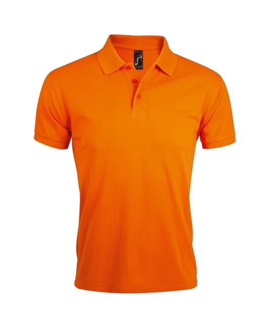 Sol's Orange Prime Pique Plain Short Sleeve Polo Shirt for men