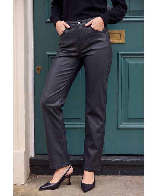 Roman Blue Pu Coated Straight Leg Jean