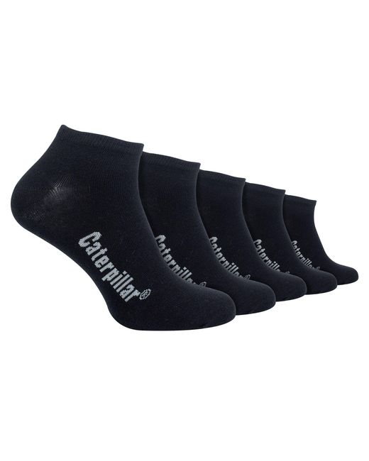 Caterpillar Blue 5 Pack Cotton Rich Trainer Work Socks for men