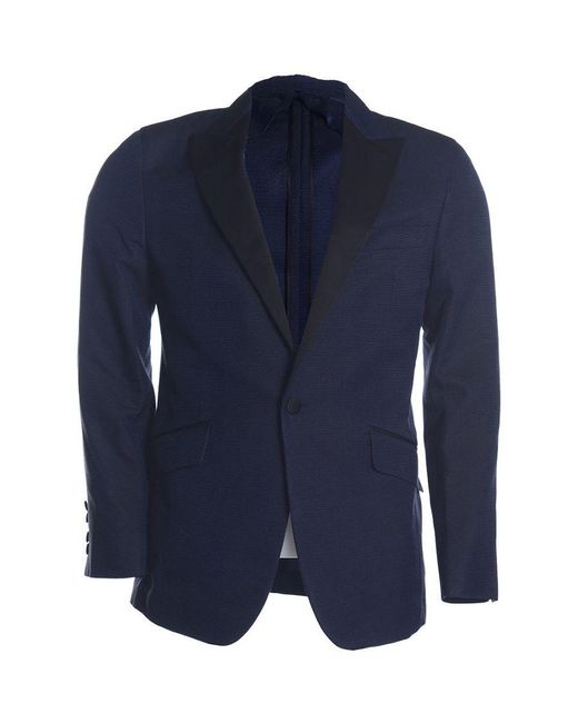Hackett Blue Mayfair Ev Silk Textured Jacket for men