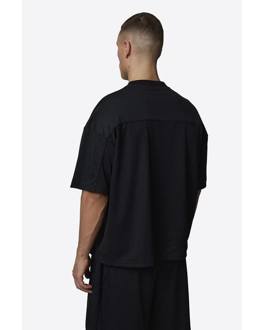 Good For Nothing Black Double Layered Mesh Jersey Monogram T-Shirt for men