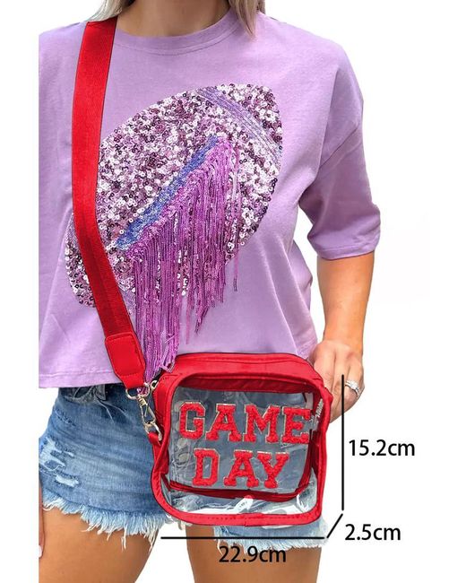 Azura Exchange Red Fiery Game Day Rugby Football Clear Shoulder Bag Pu