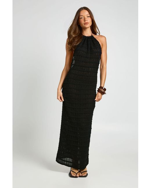 Boohoo Black Sheer Knit Halterneck Maxi Dress