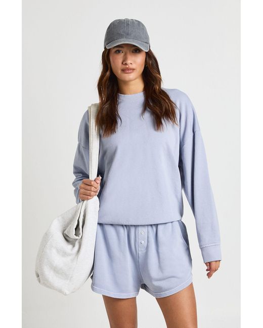 Boohoo White Washed Distressed Loopback Sweatshirt