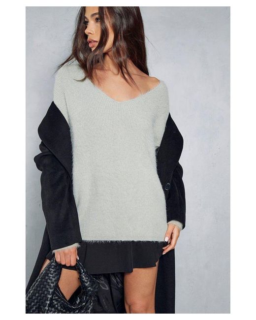 MissPap Gray Knitted Oversized Fluffy Jumper