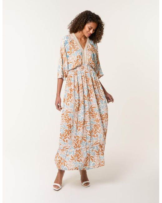 Blue Vanilla Natural Embellished V Front & Back Maxi Dress