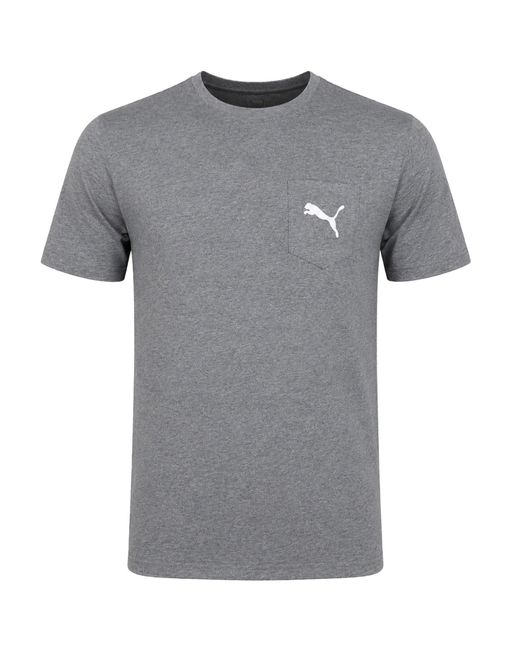 PUMA Gray Pocket M 2.0 T-Shirt Cotton for men
