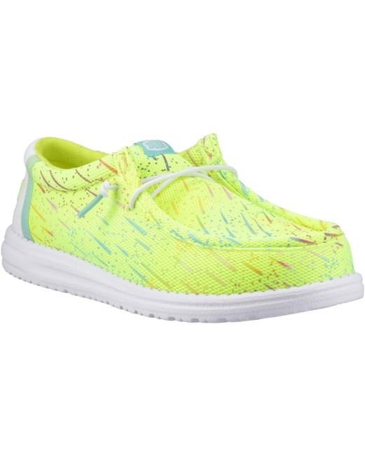 HeyDude Yellow Wally Party Mesh Classic Slip On Shoes for men