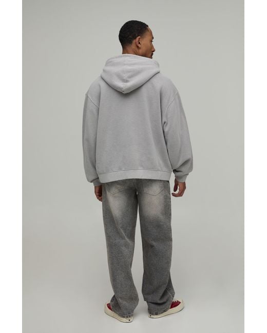 BoohooMAN Gray Oversized Boxy Depot Western Graphic Washed Hoodie for men