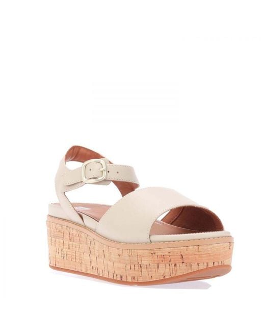 Fitflop 's Fit Flop Eloise Leather Back-strap Wedge Sandals In Stone in het Pink
