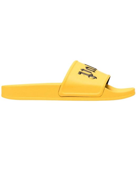 Palm Angels Gelbe Pool-Slides Mit Gothic-Print Von in Yellow für Herren