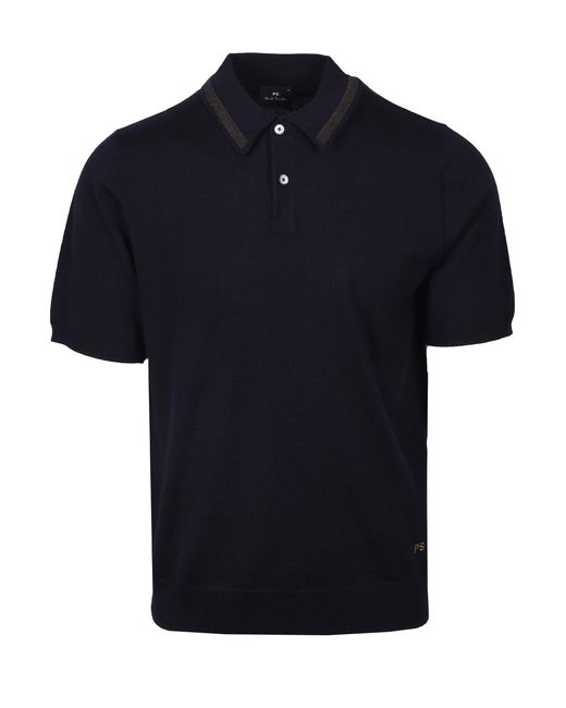 Paul Smith Black Merino Sweater Ss Polo Cotton for men