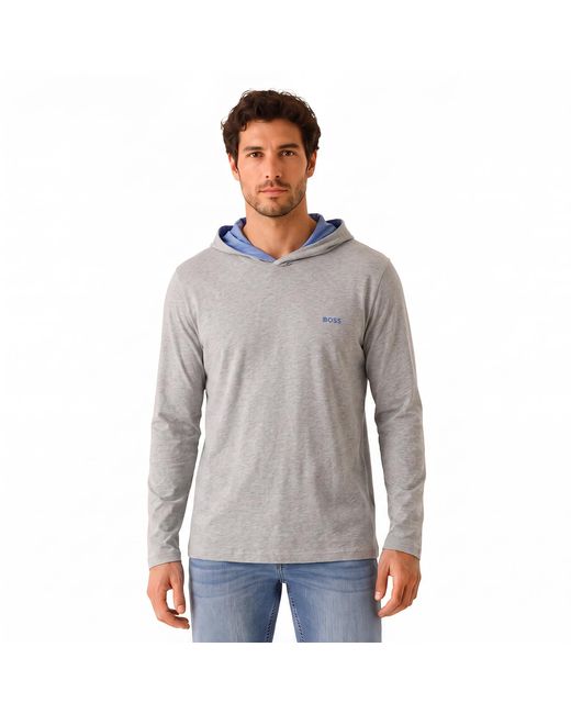 Boss Gray Lightweight Cotton Hoodie 50515306 for men