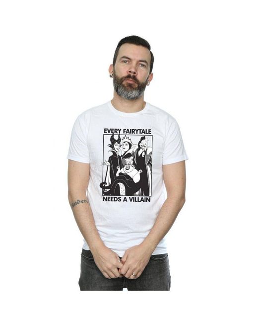 Disney White Every Fairy Tale Needs A Villain Cotton T-Shirt for men
