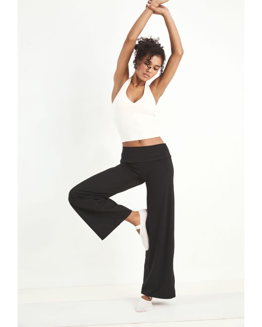 DSGN Studio Black Sculpt Fold Over Waist Straight Leg Yoga Pant
