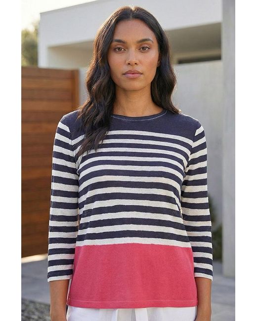 Roman Red Contrasting Stripe Print Top