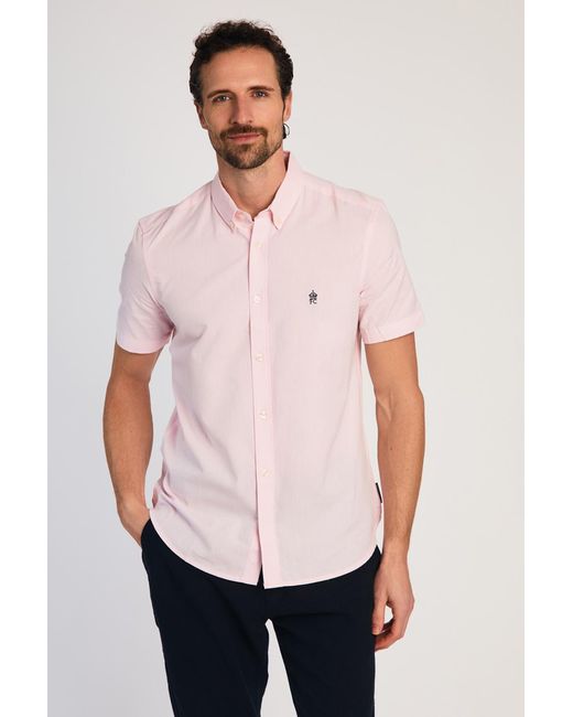 French Connection Natural Cotton Short Sleeve Oxford Shirt for men