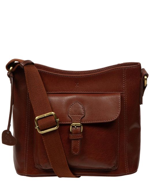 NiNa Amora Brown 'Massima' Conker Leather Cross Body Bag