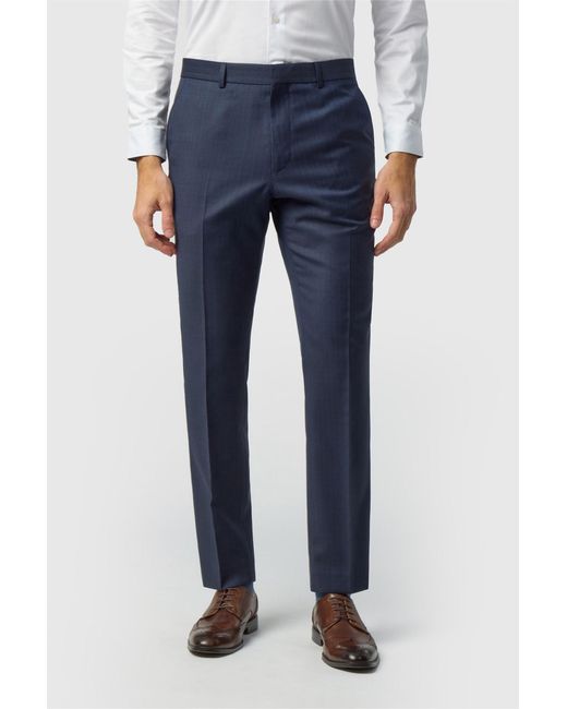 Ted Baker Blue Flat Fronted Slim Fit Suit Trousers for men