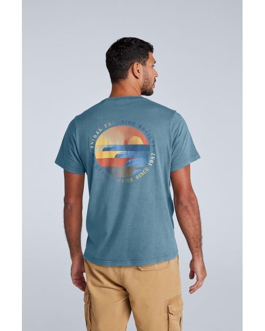 Mountain Warehouse Blue 'Jacob' Cotton T-Shirt Comfy Beach Summer Casual Tee for men