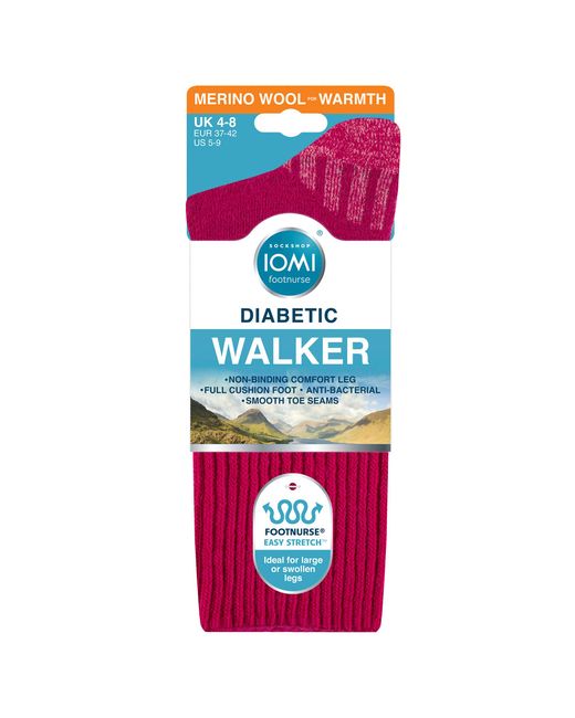 IOMI Pink Diabetic Wool Walking Socks For for men