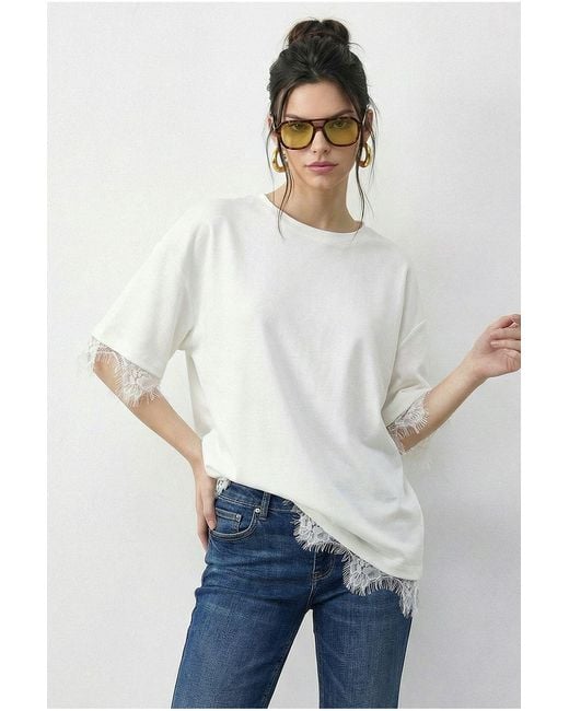 Bianco Lucci White Elastane T-Shirt