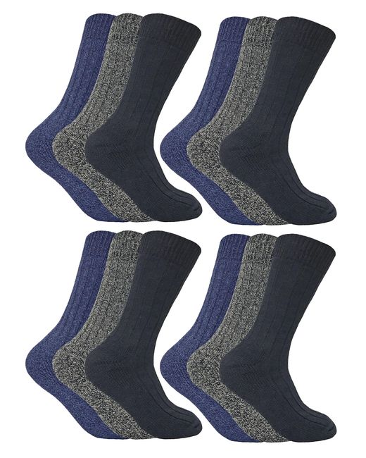 Sock Snob Blue 12 Pairs Wool Boot Socks For Hiking for men