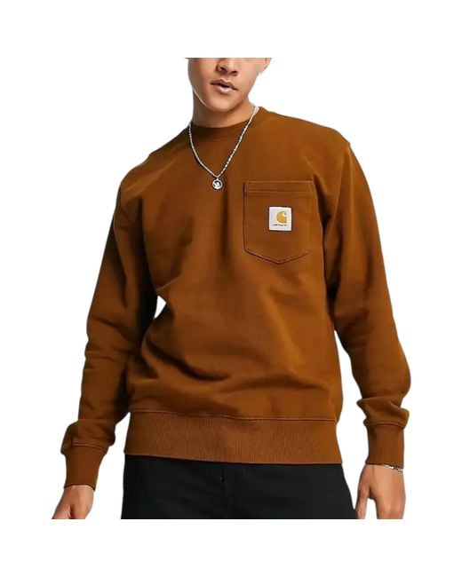 Carhartt Brown Wip Sweatshirt Casual Cotton Loose Fit Top for men