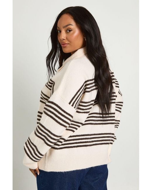 Boohoo Blue Plus Soft Knit Collared Oversized Jumper