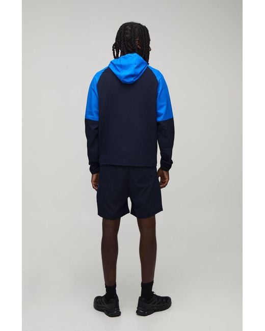 BoohooMAN Blue Regular Woven Colour Block Nylon Tracksuit for men