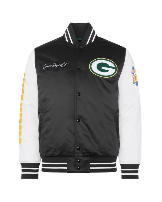 Mitchell & Ness Nfl Bay Packers Herren Satin Bomberjacke in Black für Herren