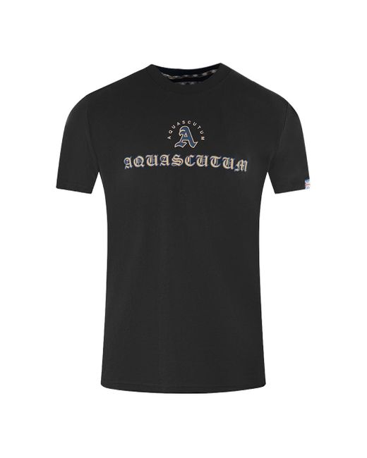 Aquascutum Black Script Logo T-Shirt for men